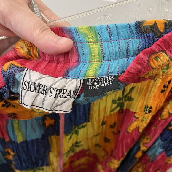 Silver Stream Women's Maxi Skirt One Size Patchwork Boho Broomstick Bright Color - Picture 5 of 10